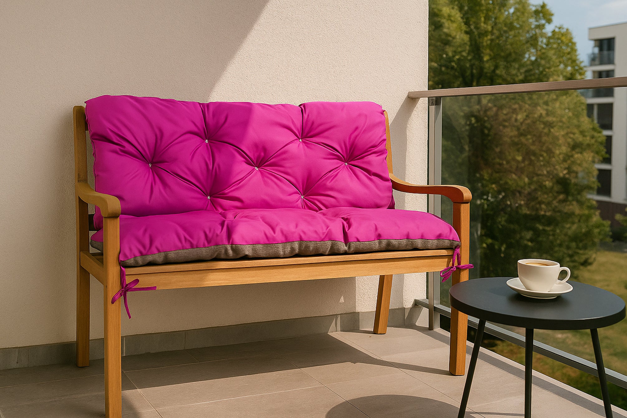 Coussin pour banc de jardin 140x50x50cm, coussin de jardin Rosa, coussin de balançoire, coussin de banc extérieur, coussin de banc de jardin - 4