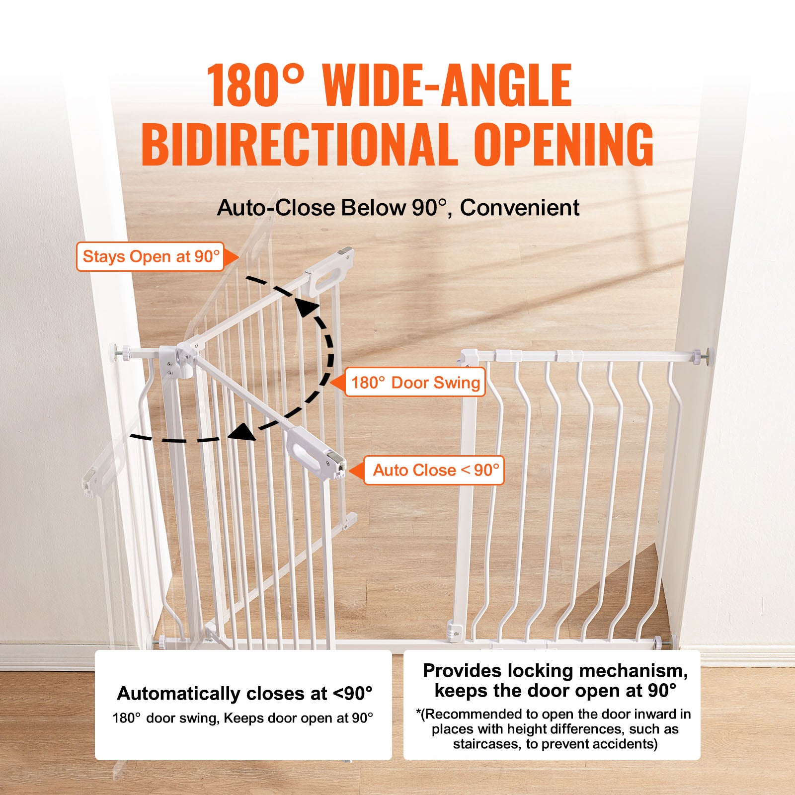 Barrière pour bébé extra large, 75 à 118 cm, Hauteur 76 cm, Barrière auto-fermeture Easy Step pour enfants et animaux SucceBuy - 6