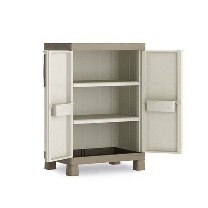 Armoire basse verrouillable en résine avec 2 portes de jardin extérieures décorées Excellence Keter - 5