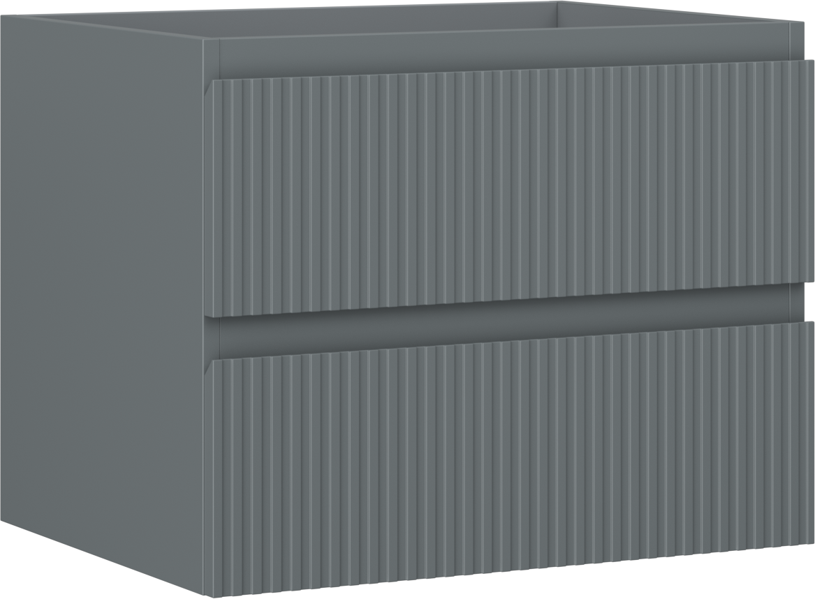Mexen Rivel szafka łazienkowa podumywalkowa 60 cm, 2 szuflady, ryflowana , grafit mat - 91A20-06047-2-BFF66