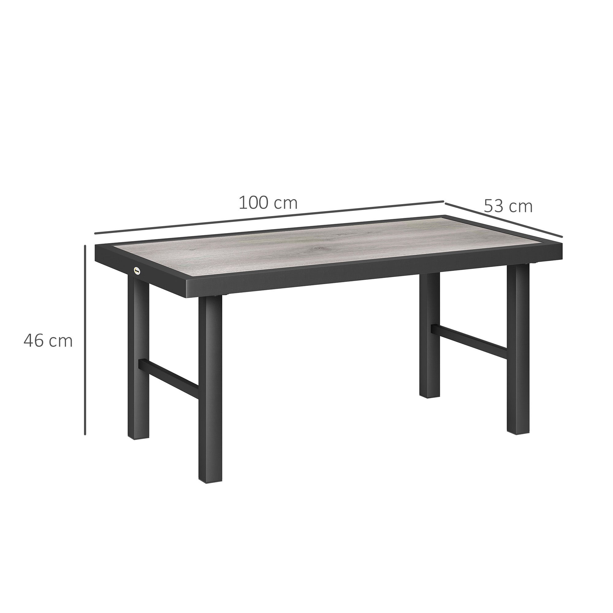 Table basse de jardin rectangulaire en Métal Gris - 3