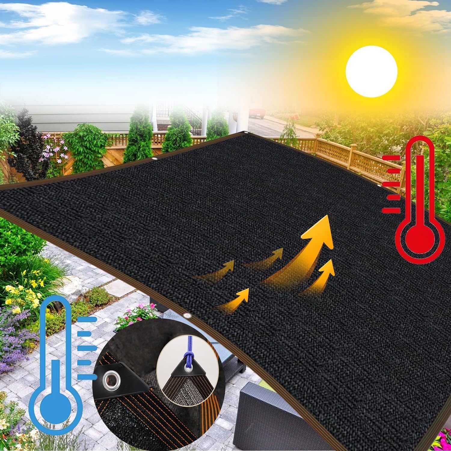 Filet pare-soleil, toile d'ombrage pour potager 3 m x 6 m, anti-ultraviolet, adapté aux serres/jardins/pavillons - 4