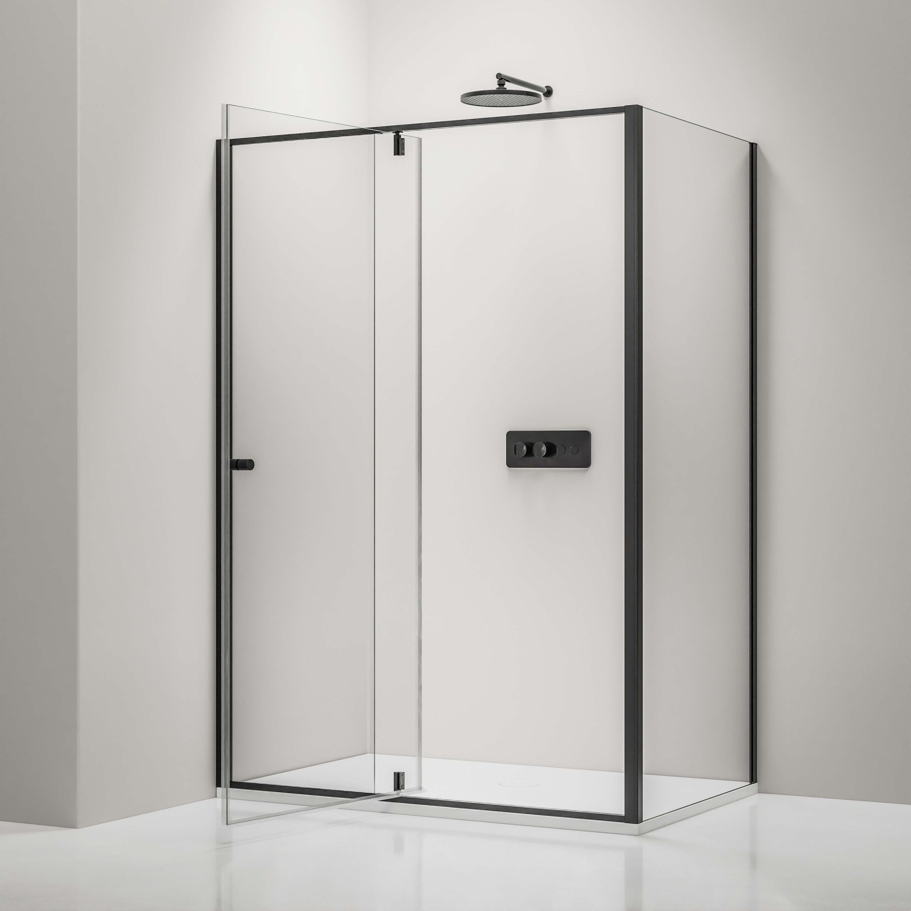 Bernstein Kabina prysznicowa narożna NT606 szkło ESG 6mm - 120x80cm czarny profil - 2