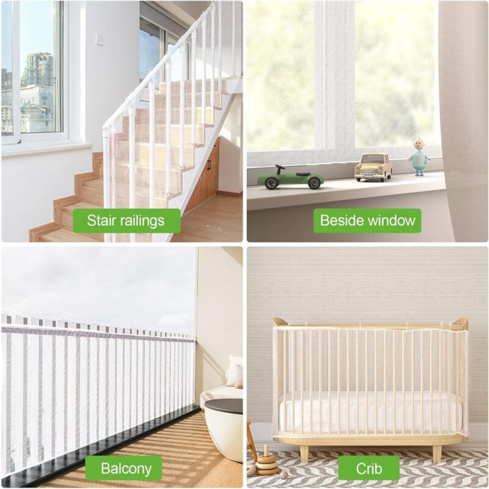 Filet de sécurité pour escalier, filet de sécurité pour escalier de balcon, filet de protection pour garde-corps d'escalier, 200 x 78 cm - 4