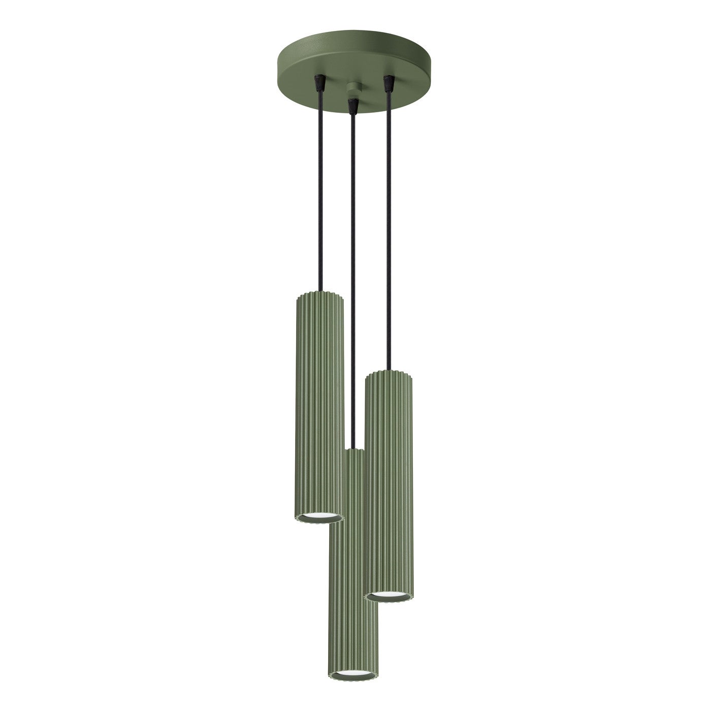 Lampa wisząca Karbon zielony oliwkowo-czarna 3xGU10x10W nowoczesna wym: 108 x 19,5 x 19,5 cm aluminium Sollux Lighting