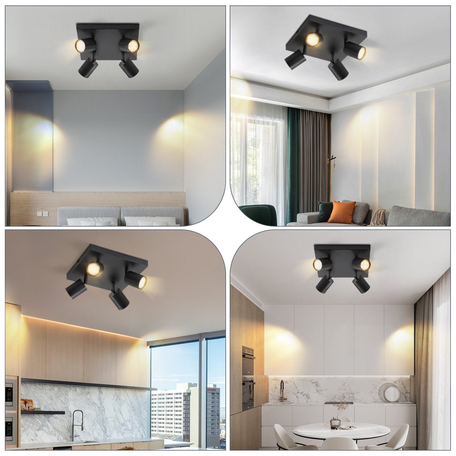 NETTLIFE 4 Focos de Techo LED Negros GU10 Orientables 330°, Moderno Industrial de Pared para Salón Dormitorio Cocina sin Bombilla - 9