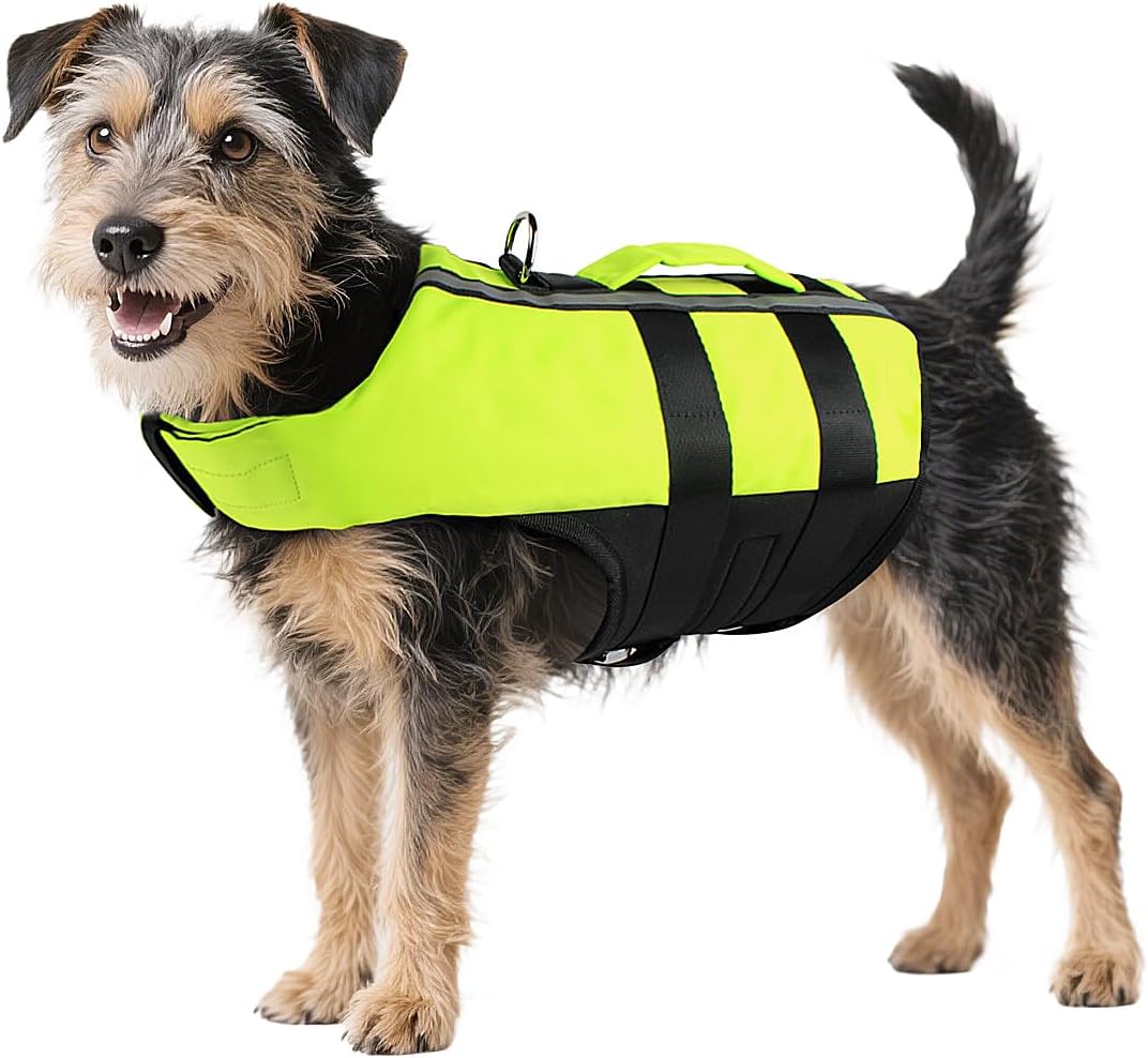 Gilet de sauvetage pour chien avec poignée de sauvetage (rose rouge, L