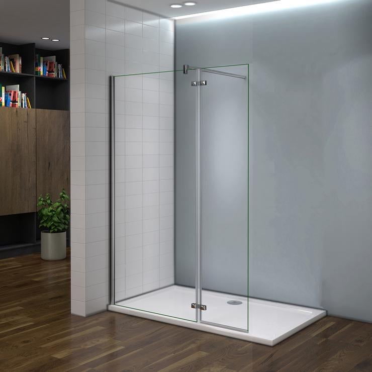Aica Paroi De Douche 120x200cm Avec Retour Pivotante 40cm Et Barre De Fixation La Pince 360 Degré 90cm - 2