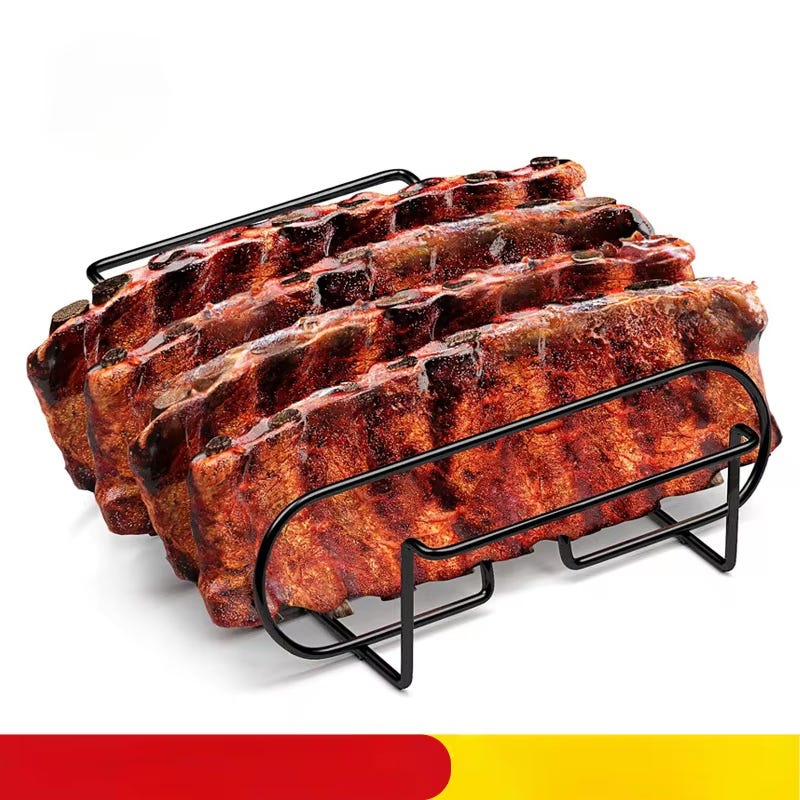 Grill żeberkowy z powłoką nieprzywierającą do grilla – idealny do utrzymania żeberek i grzbietu w stanie wypieczonym – 31,3 x 25,3 x 7,3 cm
