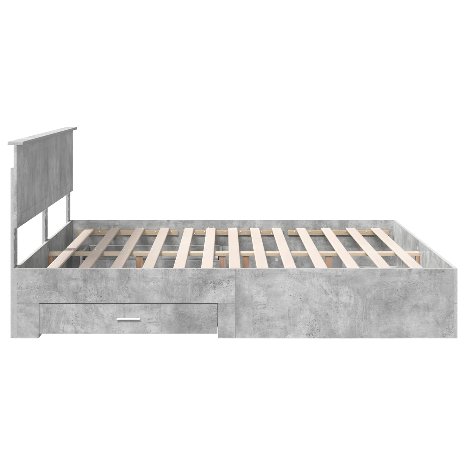 Cadre de lit gris béton 200 x 200 cm panneau de bois - 9