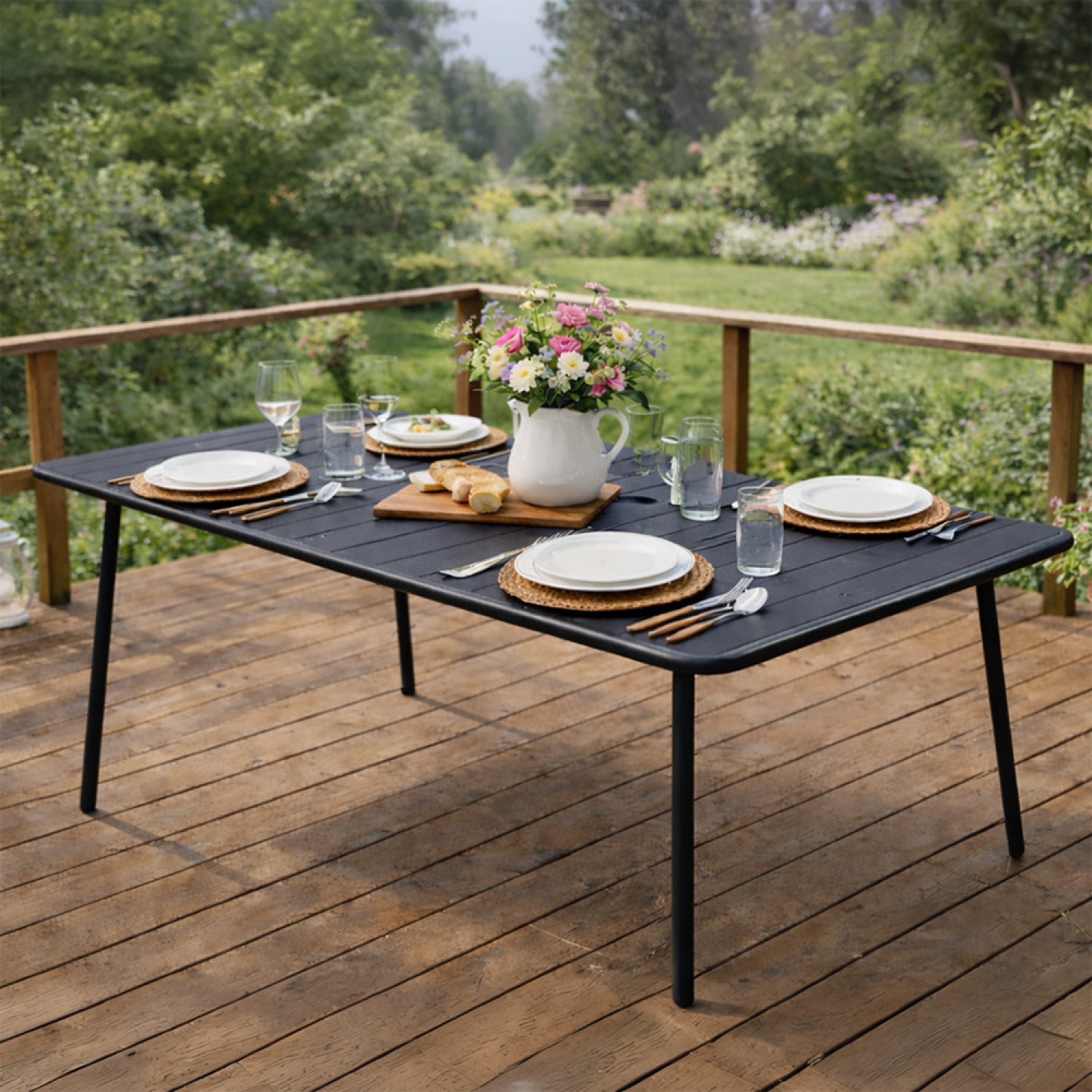 Table de jardin 4 à 6 places 120cm gris foncé BERGAME - 6