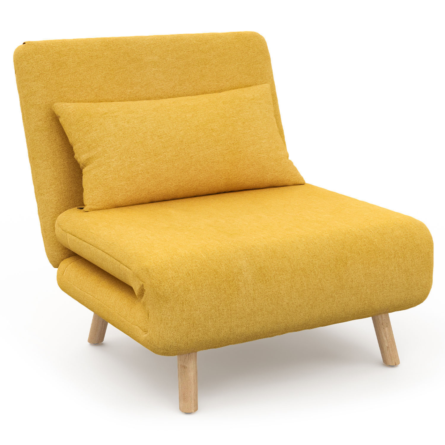 Fauteuil convertible ROMEO lit d'appoint 1 place 80x190 cm tissu jaune - 2