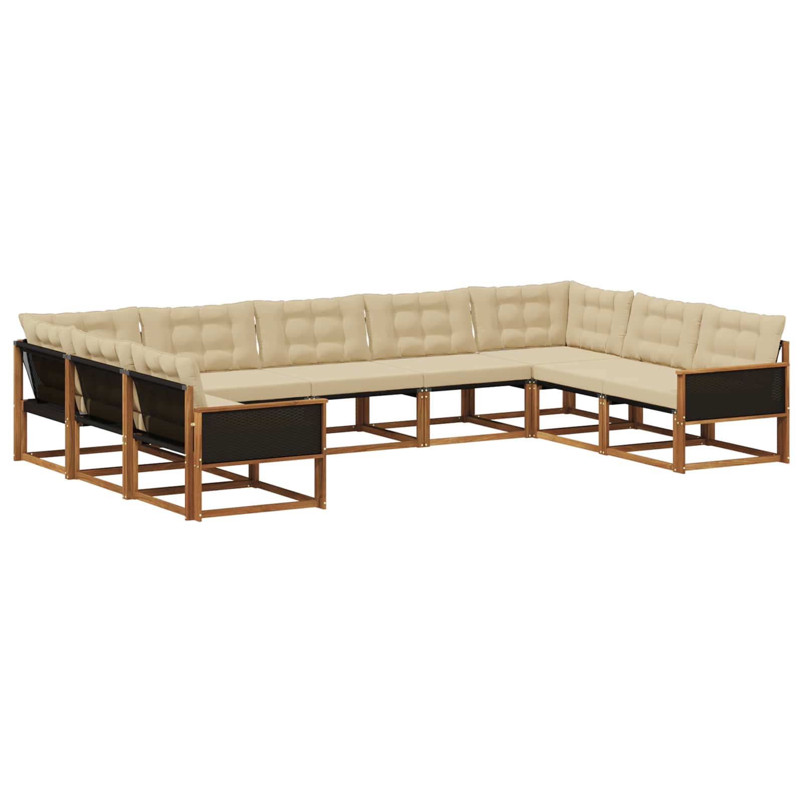 Ensemble de canapés d'extérieur 9 pièces naturel et beige - 2