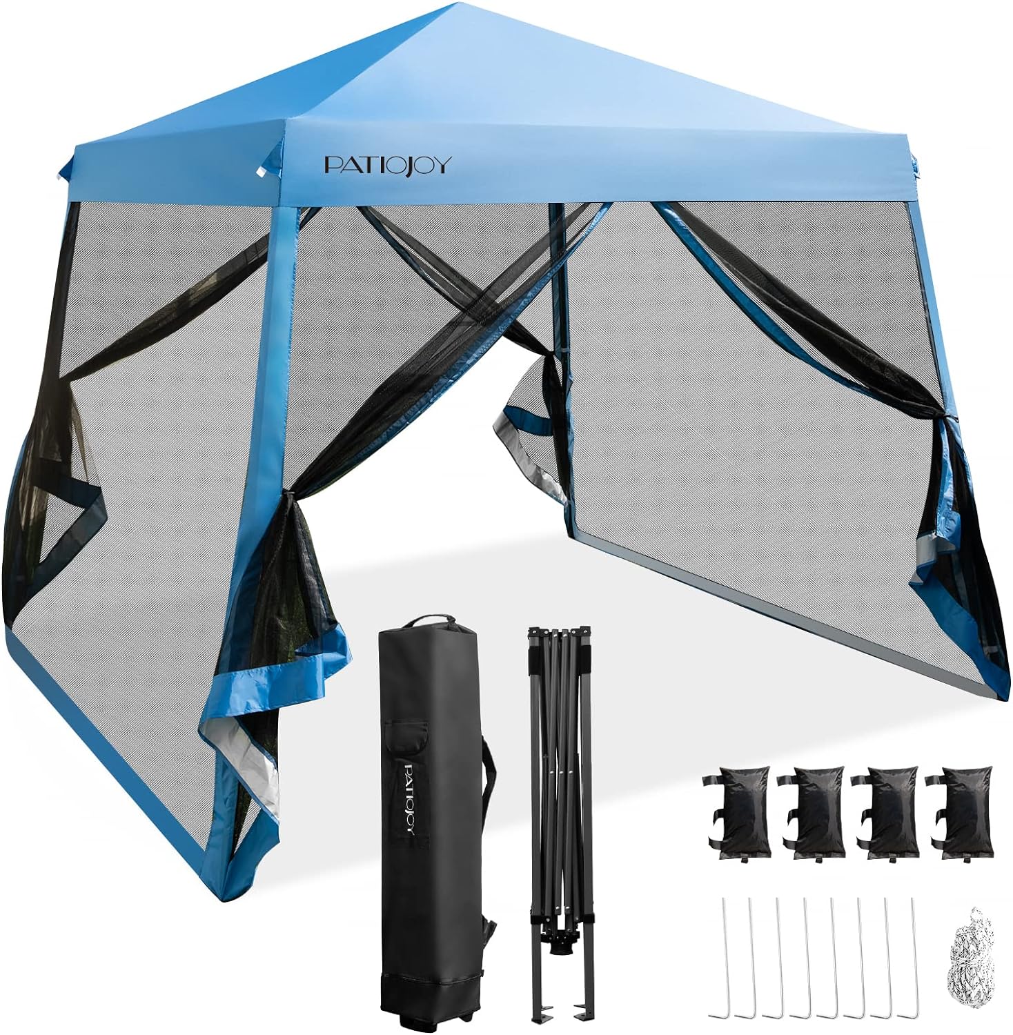 Gazebo Pieghevole Pop-Up 3x3m - Impermeabile Con Protezione UV, Blu - Foto 6