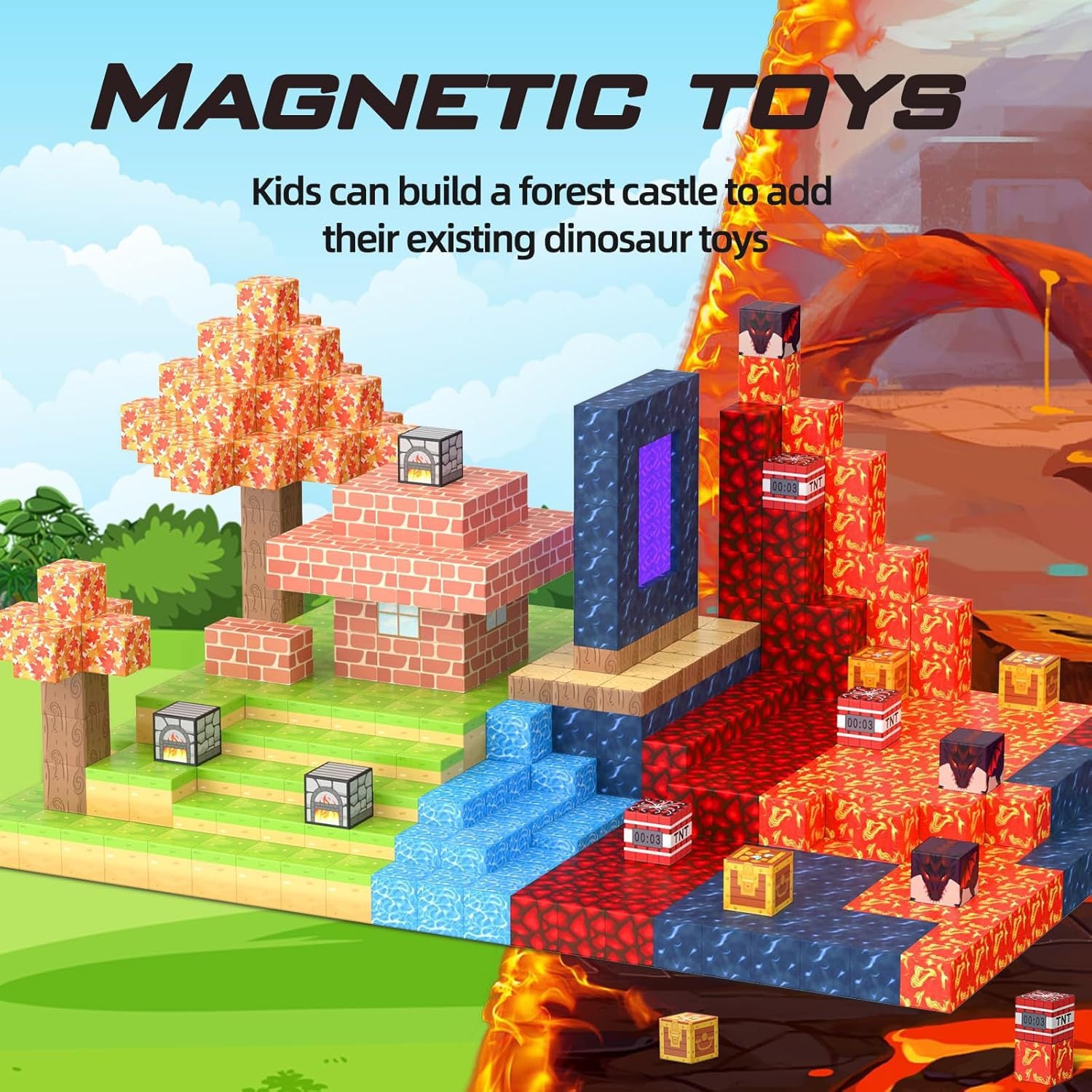 100 blocs de construction magnétiques, jouets, séries d'ingénierie, cadeaux d'anniversaire et de noël pour enfants - 4