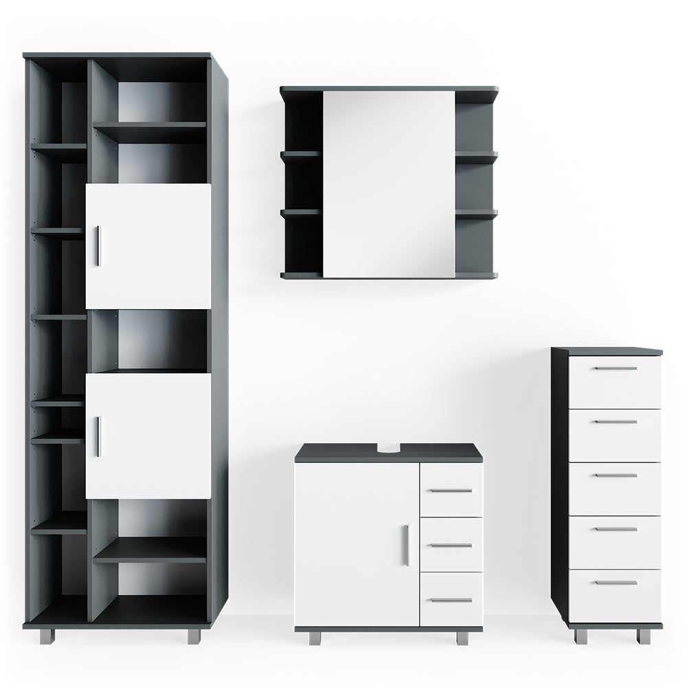 Vicco Zestaw mebli łazienkowych Ilias, Antracyt, 4 części