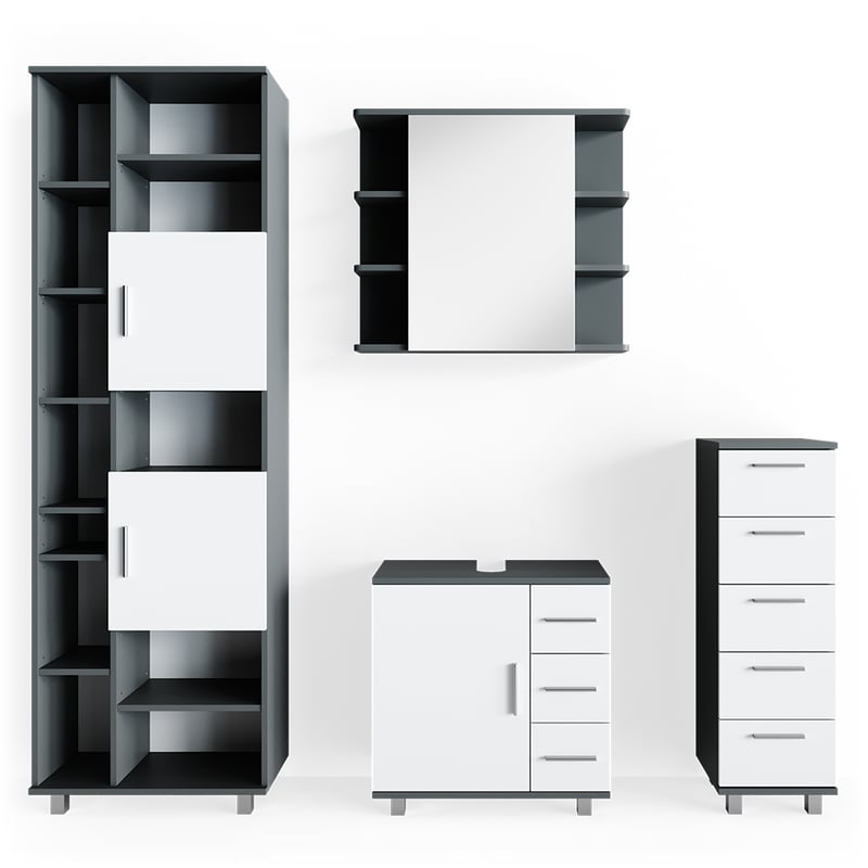 Vicco Zestaw mebli łazienkowych Ilias, Antracyt, 4 części