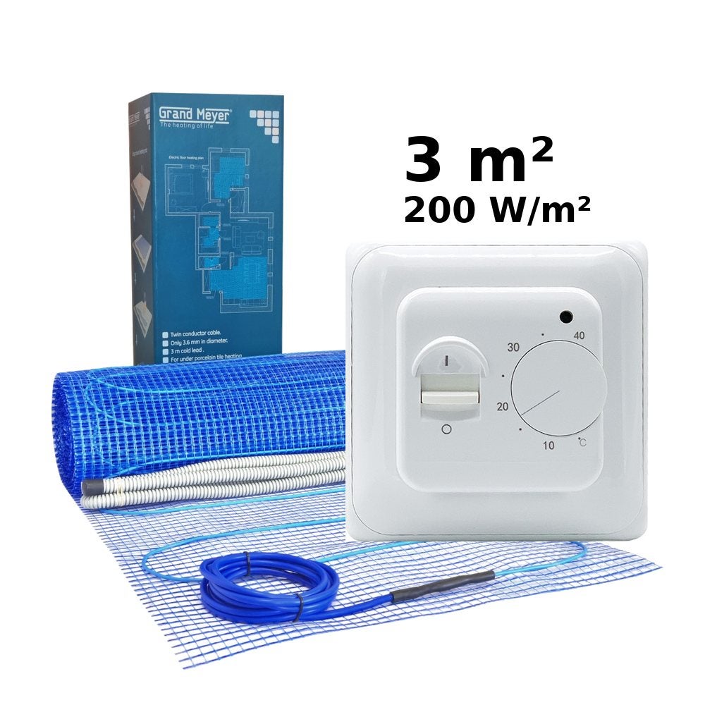 Zestaw do ogrzewania podłogowego 3 m², 200 W/m² + termostat MST-1