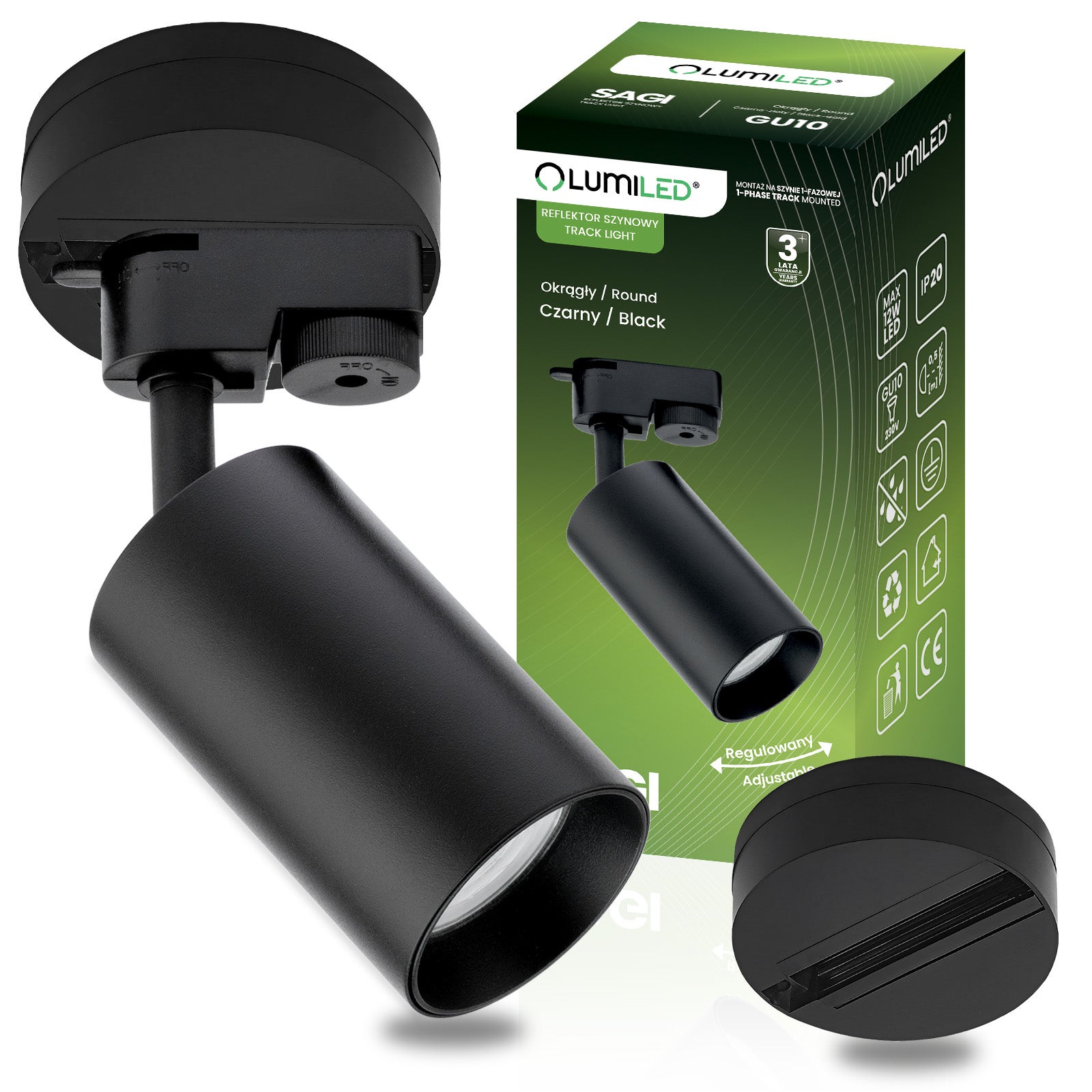 Zestaw Szynoprzewód Lumiled Czarny + Reflektor Szynowy Czarny