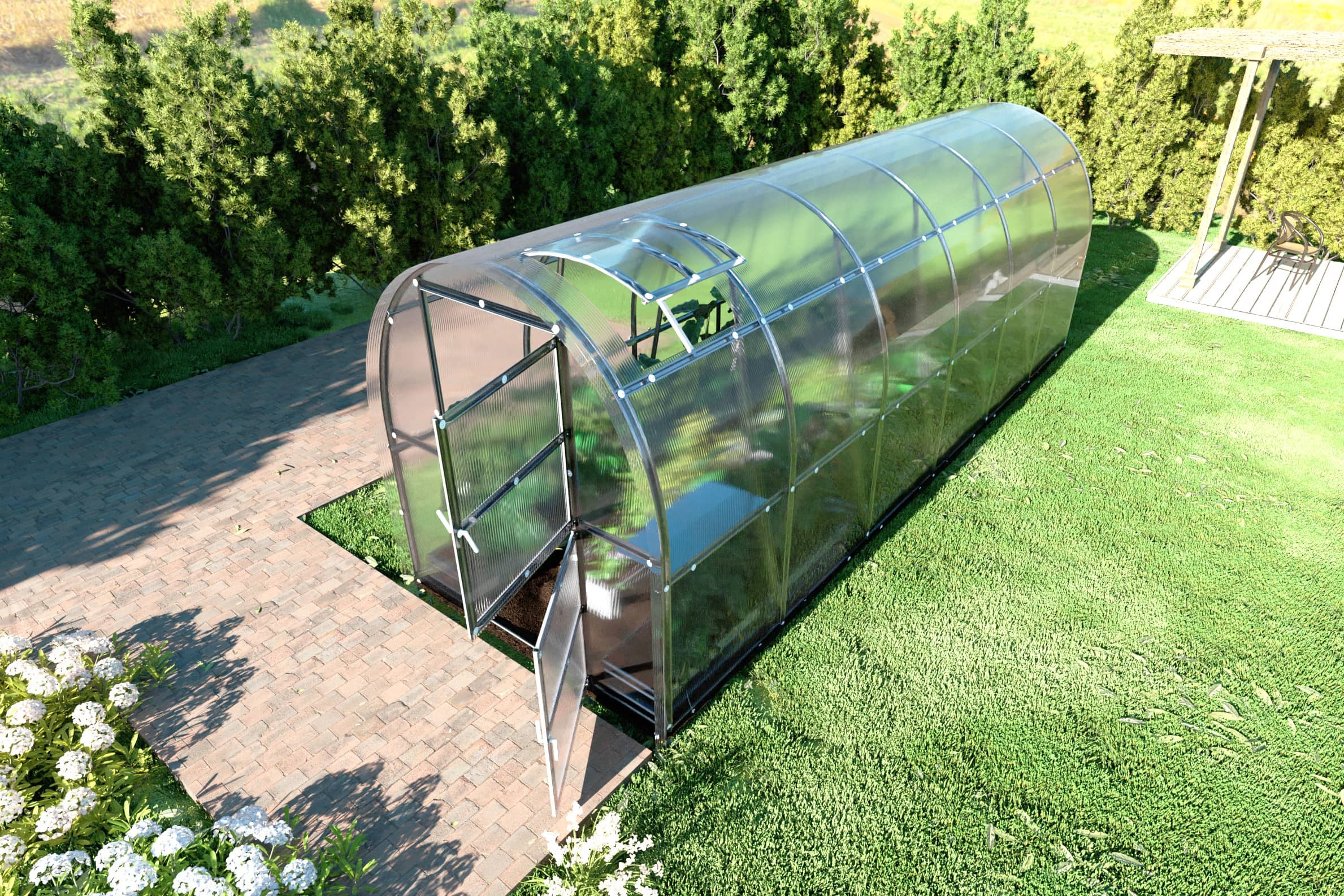 Serre de jardin KLASIKA SLIM 2 x 6 m (12 m²) , 4 mm avec revêtement en polycarbonate - 2