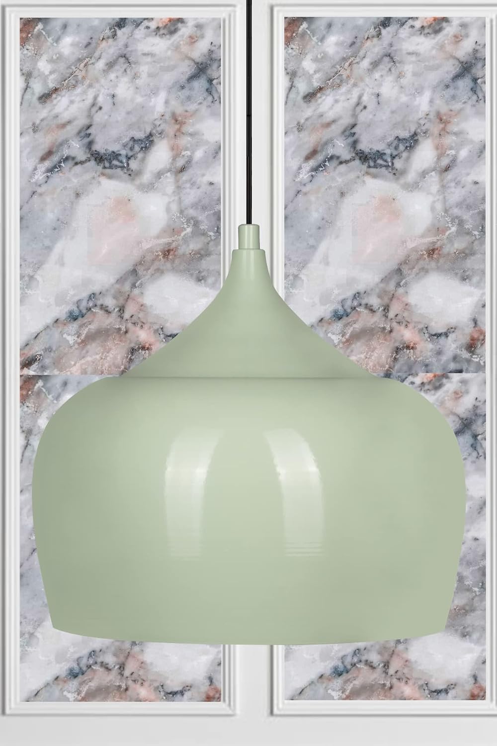 Suspension Vintage Industrielle Bamyum Asletl - Vert Menthe, Métal, Diamètre 41 Cm - 2 Ampoules E27 (non Incluses) - Câble Réglable 120 Cm
