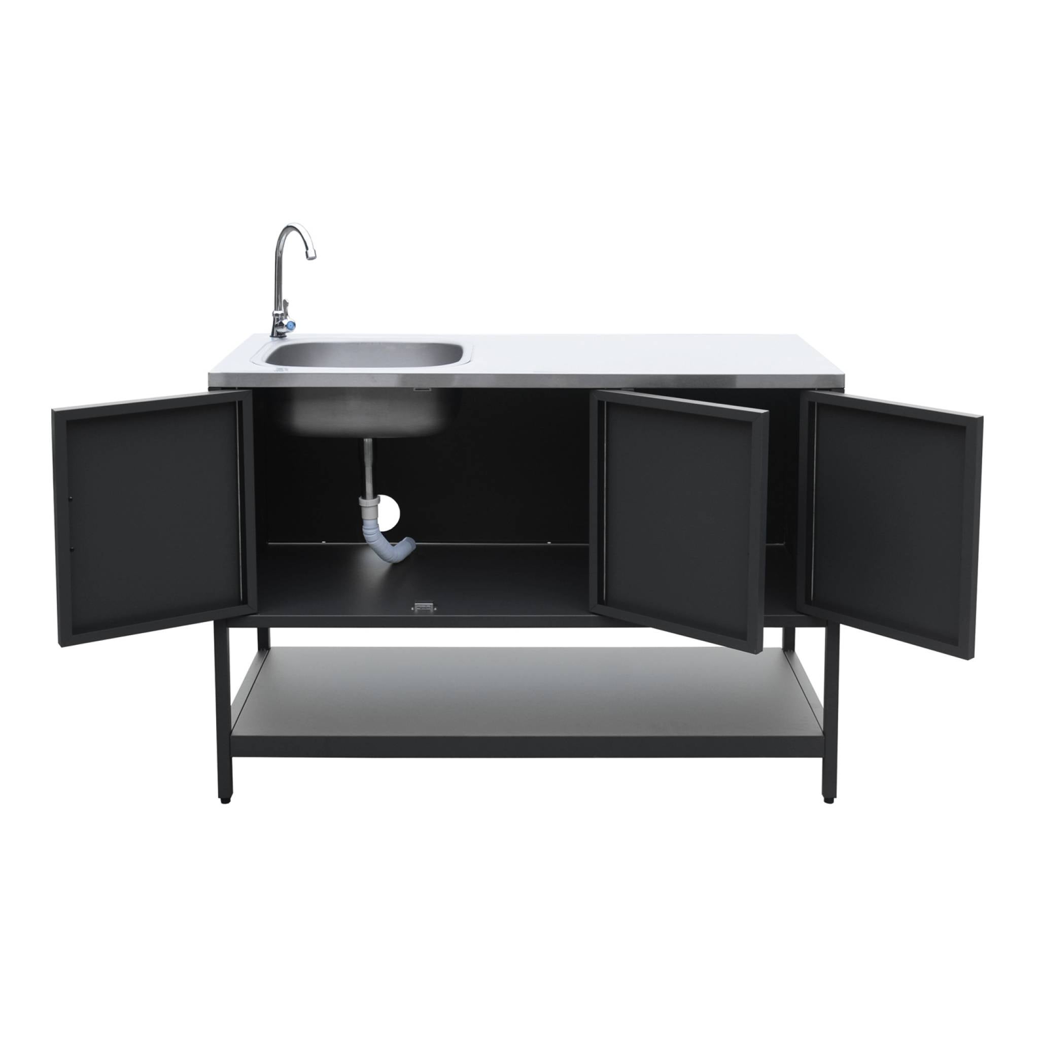 Cozinha externa em aço com pia, 120cm, Naxos, Preto, 120x51x112.5 cm - 6