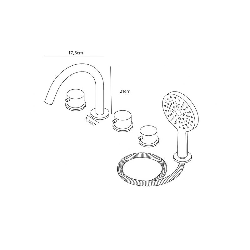 BATERIA WANNOWA 5-OTWOROWA NAWANNOWA STOJĄCA CZARNA
