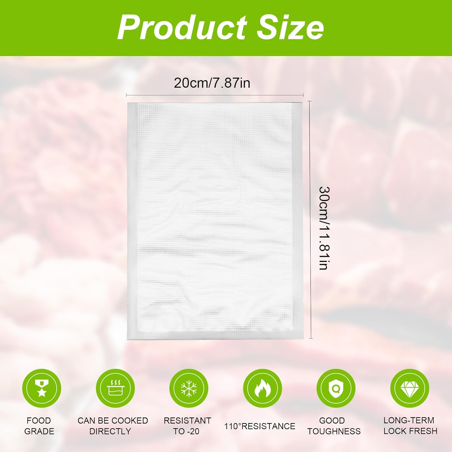 Sac Sous Vide Alimentaire 50 Sachets 20 x 30 cm pour Machine sous vide alimentaire - Sacs à Faire le Vide d'air Gaufrés