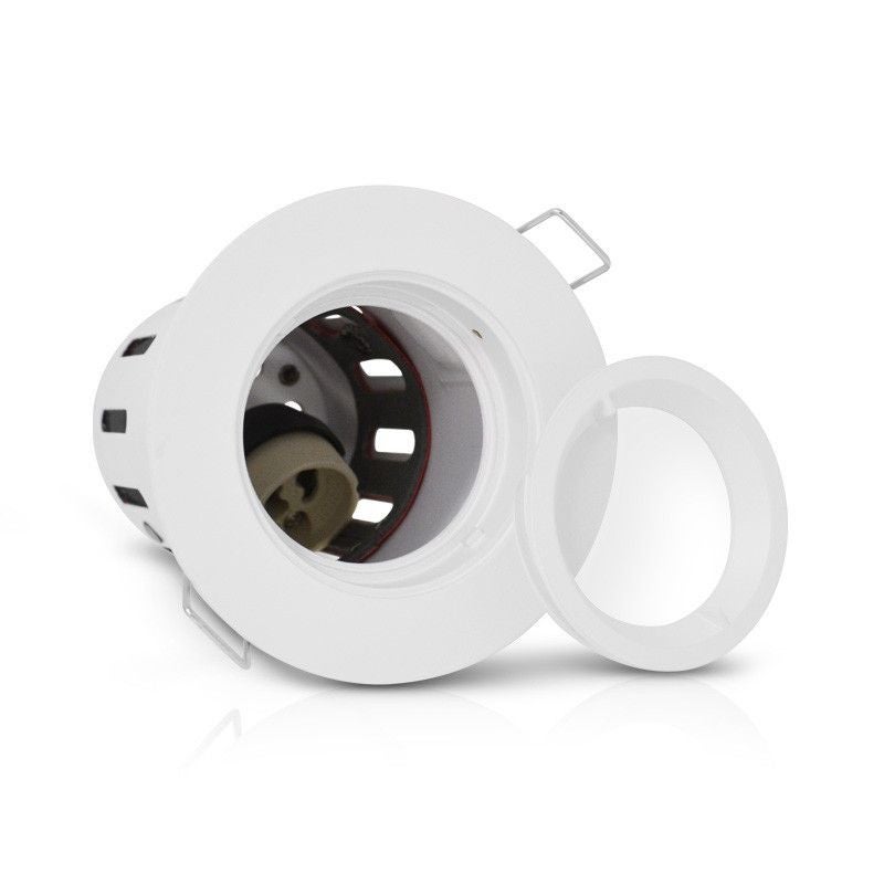 Support spot BBC rond fixe - Blanc - IP65 - Ø90mm - Douille automatique - 3