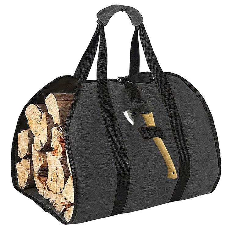 Torba na drewno opałowe, płócienny transporter drewna opałowego, wodoodporna torba, składany dodatek do kominka, plażowy (czarny)