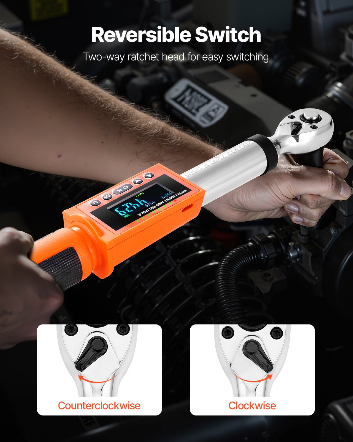 Klucz dynamometryczny cyfrowy 3/8 cala Napęd 0-135 Nm 72 zęby ±2% VEVOR - 6