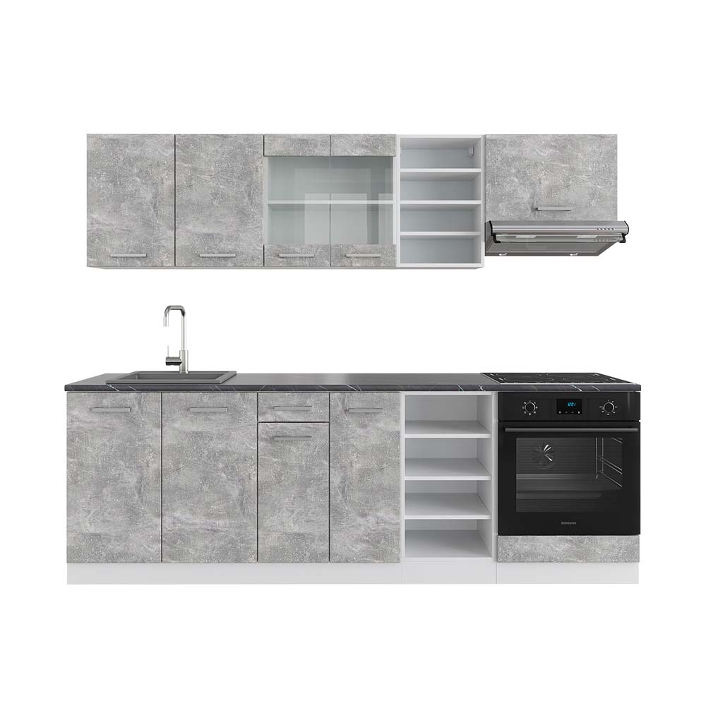 Vicco Zabudowa kuchenna R-Line, Beton/Biały, 240 cm , BP Antracyt