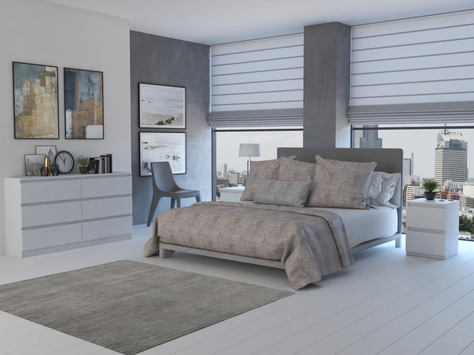ASTER - Cassettiera grande per camera da letto soggiorno ufficio - 6 cassetti - 138x40x75cm - 6 cassetti - Stile scandinavo - 5
