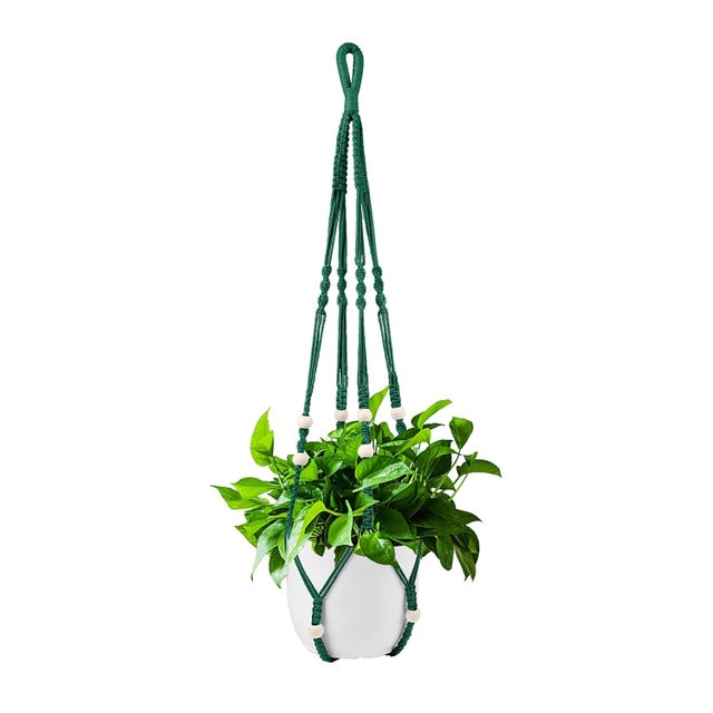set macramè porta piante, cesto appeso per piante da interni con perline di legno, decorazione per la casa bohemien a per piante ad aria e , materiale in legno irregolare, a vasi