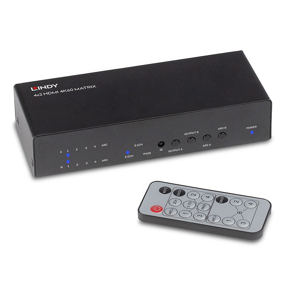 Matrice HDMI 4x2 4K 60Hz - Commutateur 4 Entrées 2 Sorties HDR, Dolby Vision/Atmos, ARC, SPDIF