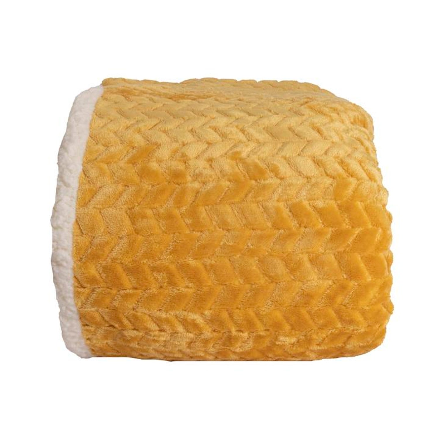 Plaid Chevron-Sherpa, Senape L.180 X L.220 Cm - 5