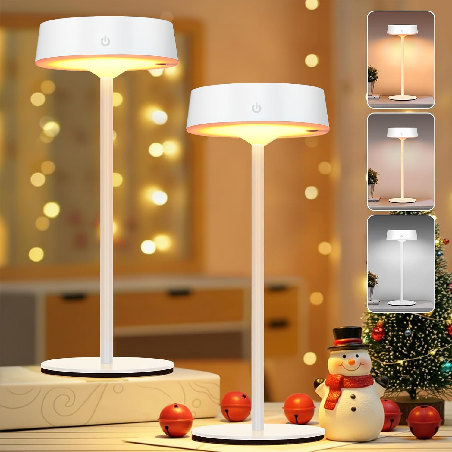 2-pak Solarna Lampa Stołowa 2700K-6000K Bezprzewodowa lampa stołowa lampa stołowa z dotykowym sterowaniem wodoodporność do Użytku Zewnętrznego Biały