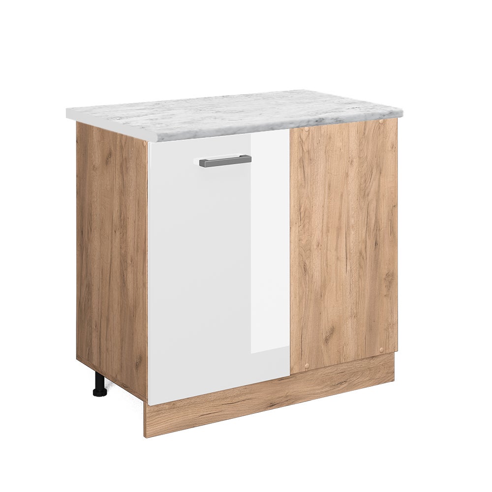 Vicco Szafka narożna R-Line, Biały wysoki połysk, 86 cm BR Marmur