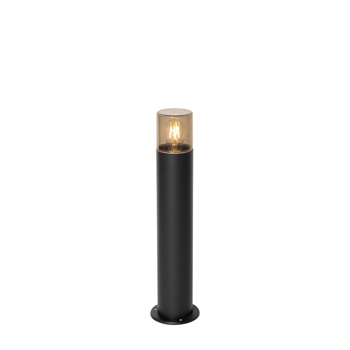 Lampa podłogowa zewnętrzna czarna z kloszem w kolorze dymionym 50 cm - Odense
