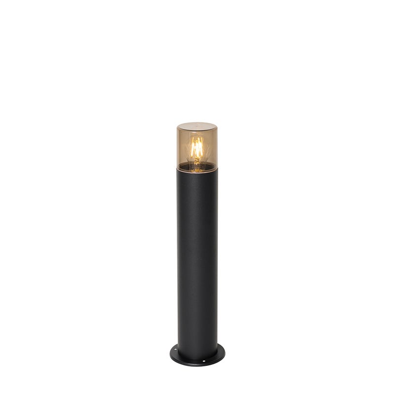 Lampa podłogowa zewnętrzna czarna z kloszem w kolorze dymionym 50 cm - Odense
