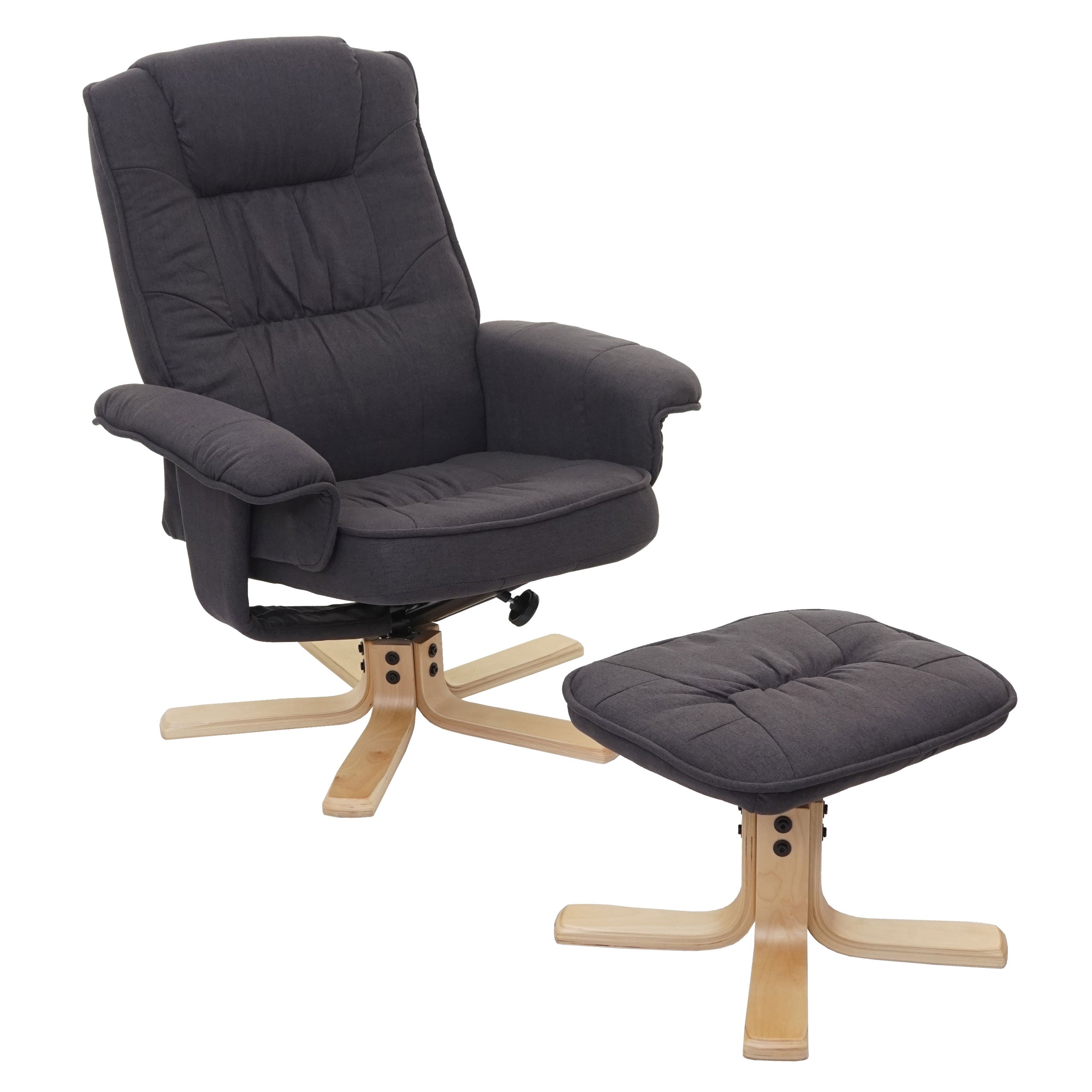 Sillón relax reclinable giratorio 360° con taburete en tejido gris oscuro 04_0001952