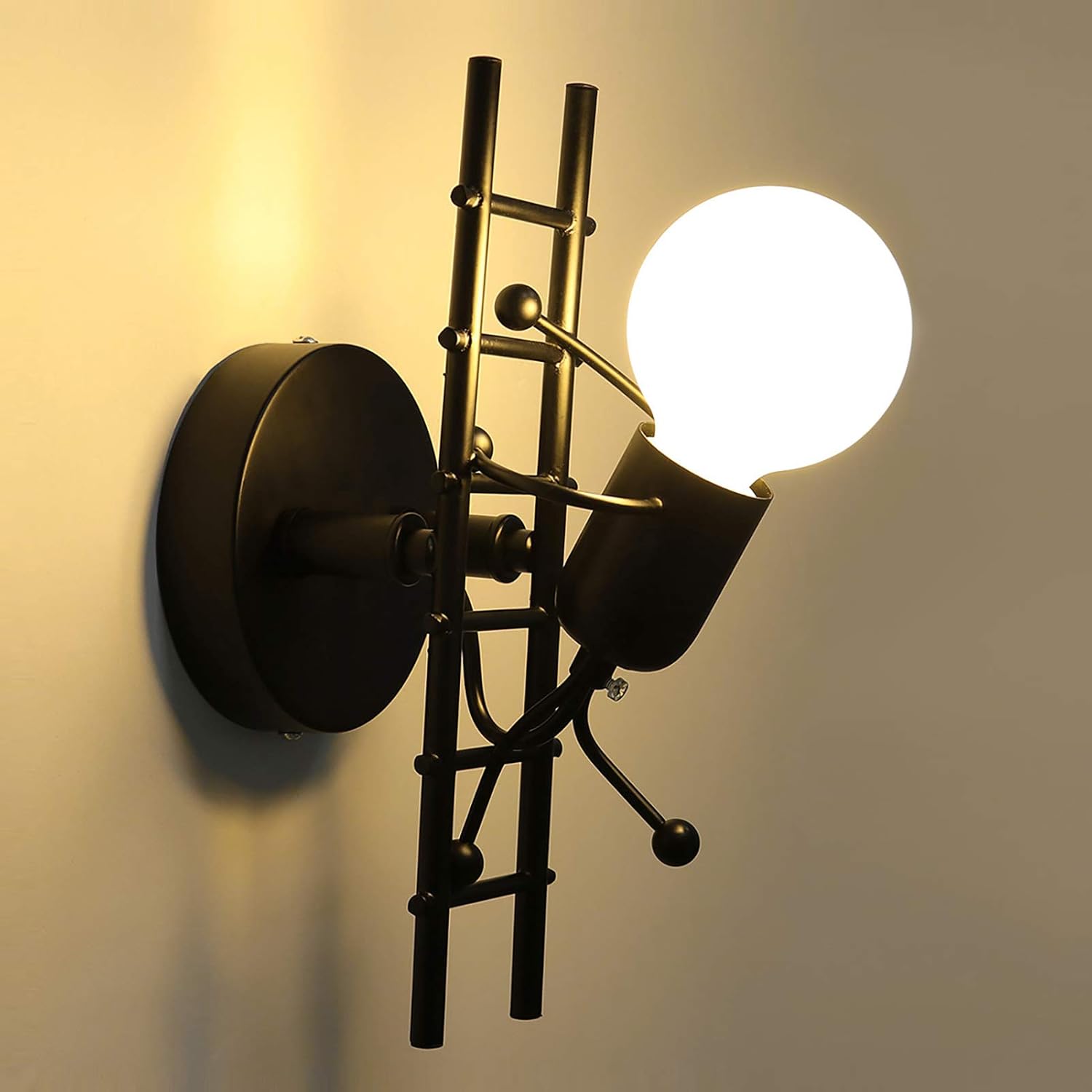 GOECO Kreatywny Humanoidalny Kinkiet Wewnętrzny Lampa Ścienna Nowoczesna Lampa Ścienna Art Déco Max 60W E27 do Sypialni, Pokoju Dziecięcego, Korytarza