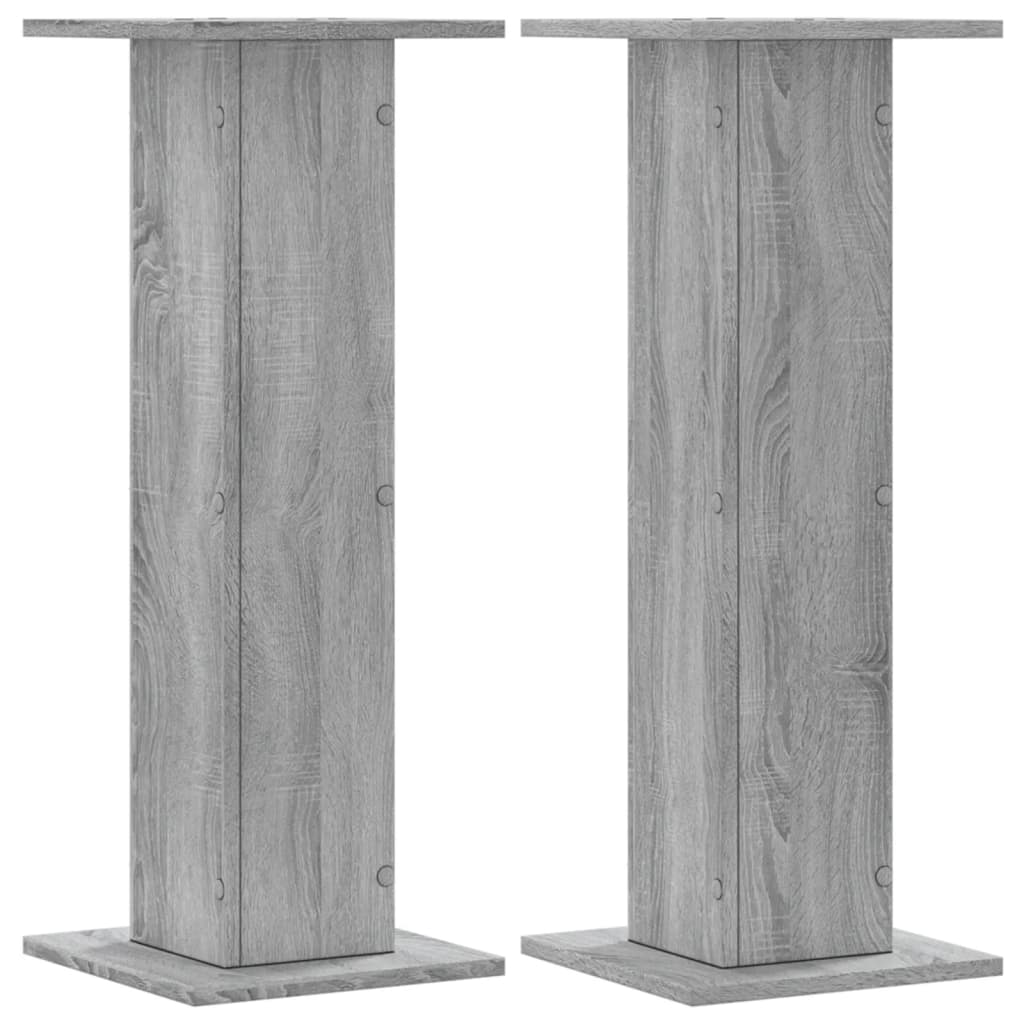 Supports pour plantes, 2 pièces, gris, panneau de bois - 2