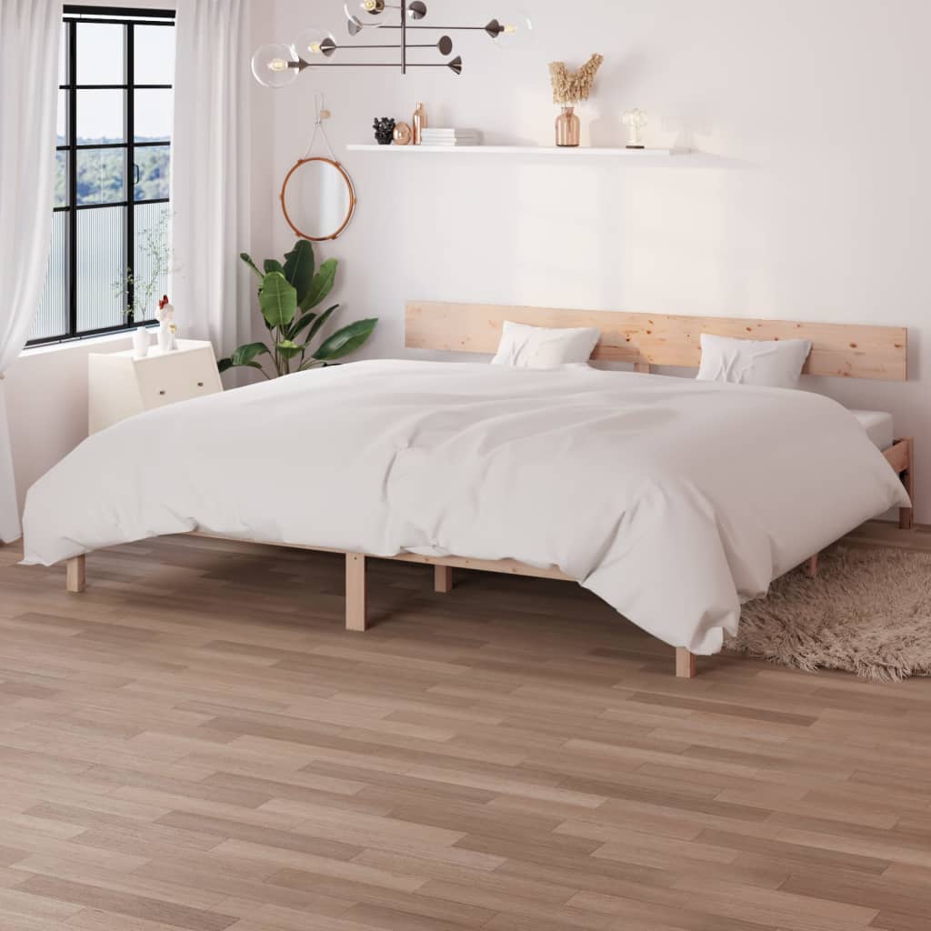 Cadre De Lit Double En Pin Massif 200x200 Cm - Sommier à Lattes, Design Blanc, Dimensions 205.5x205.5x31 Cm, à Monter