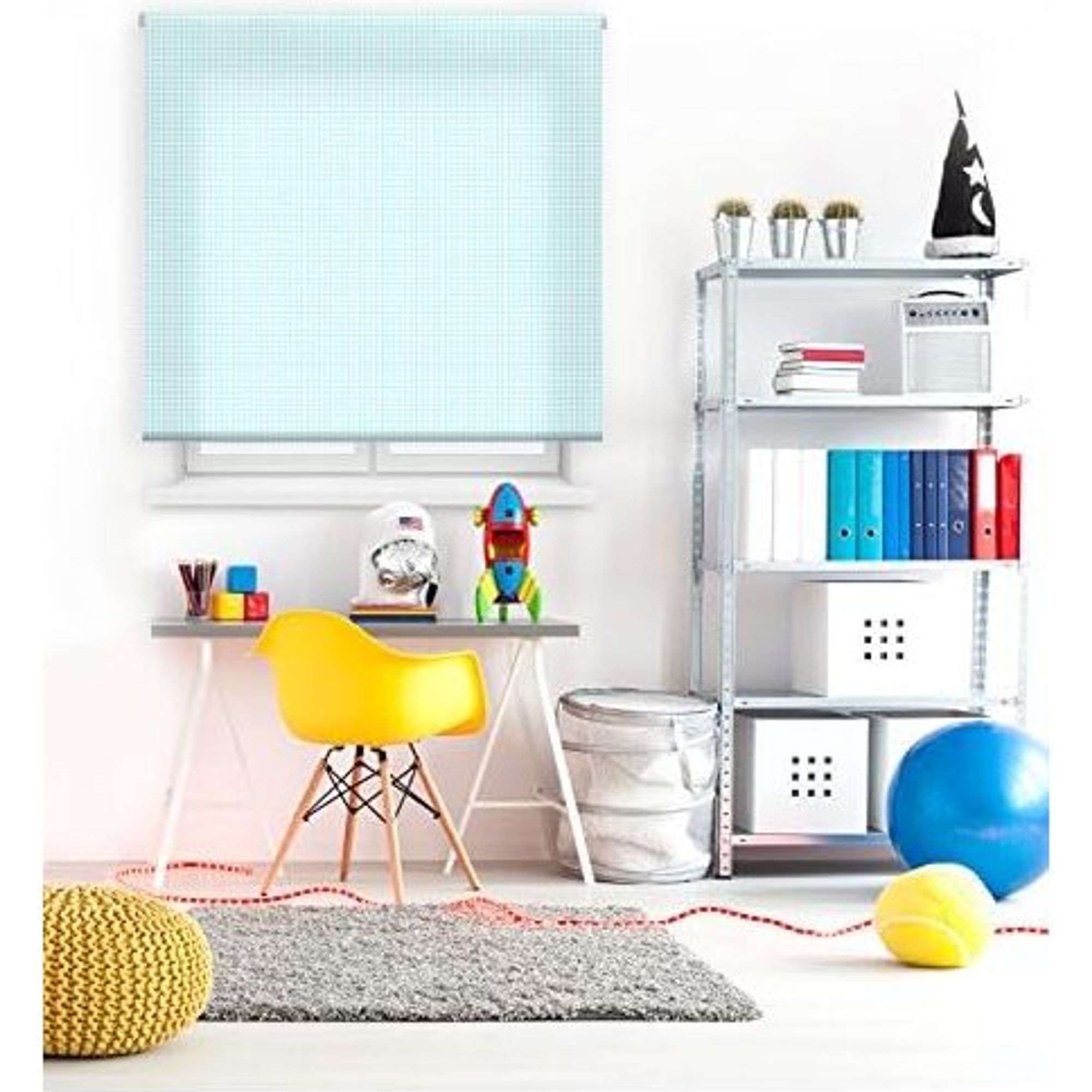 ECOMMERC3 | Tenda a rullo traslucida misura 150x180 - Tenda a rullo a quadretti turchese - 4