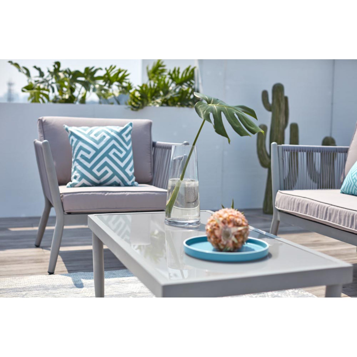 Salon de jardin en Aluminium Gris 4 personnes - 3