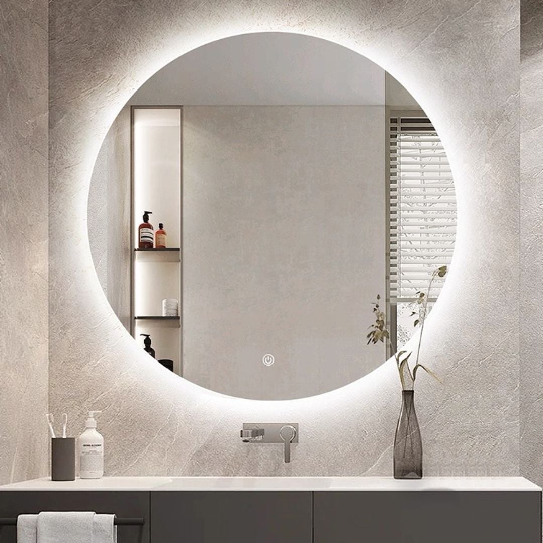 Miroir LED rond de 60 cm pour salle de bain et meuble avec anti-embuée ...