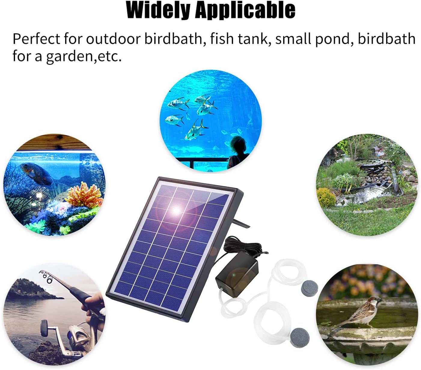 Aérateur d'étang solaire 6W, pompe à oxygène solaire, pompe à oxygène d'aquarium, aérateur de pêche - 2