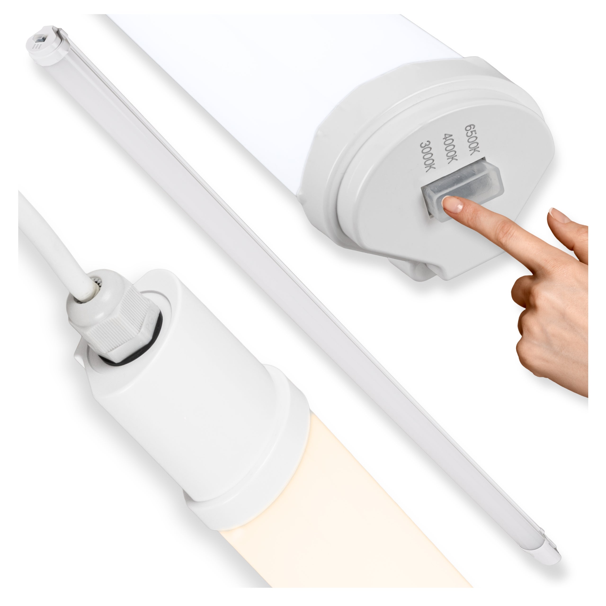 Oprawa hermetyczna sufitowa LED 120cm IP65 Wodoodporna 3 BARWY ŚWIATŁA 36W do garażu warsztatu - LEDHOFF