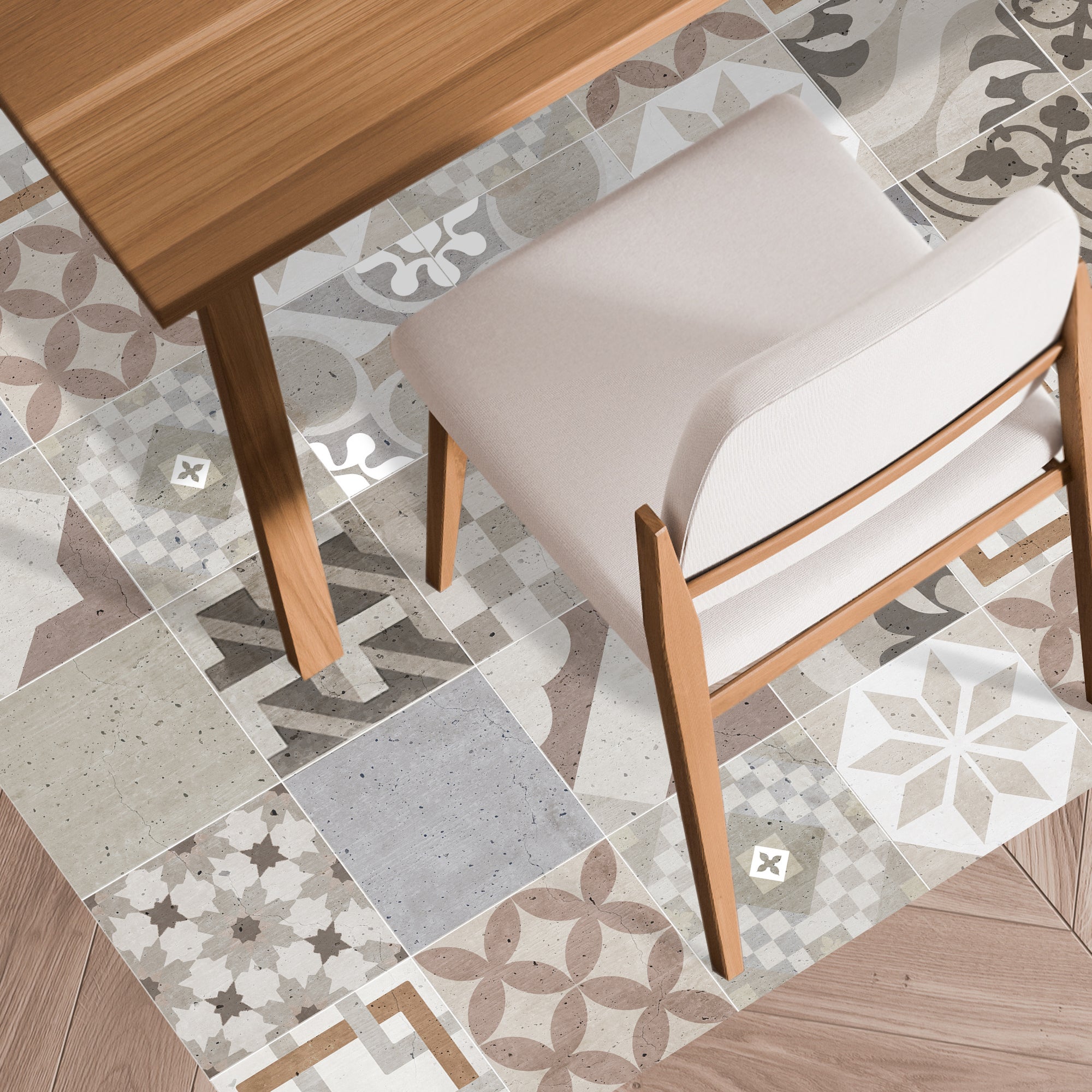 Tappeto antiscivolo in vinile Tiles vntage 2 80x300 cm - PVC stampato, lavabile, ignifugo, per il salotto o la cucina, stile idraulico - 8